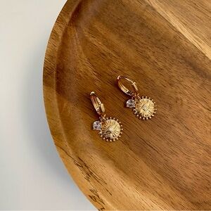 4/$15 Cute Gold Eye Drop Dangly Huggies Hoop Earrings